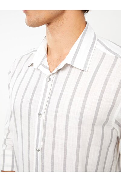 LC Waikiki Ανδρικό πουκάμισο Poplin - Κανονική Εφαρμογή, Μακρυμάνικο, Ριγέ