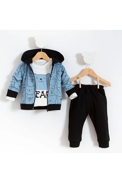 Bubito Hello Bears Patterned 3-Piece Baby Set