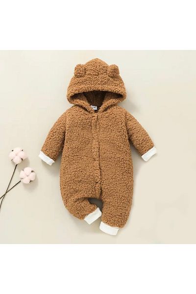 Bubito Winter Sweet Hooded Baby Plush Welsoft Jumpsuit