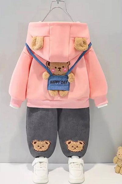 Bubito Elegant Hooded Baby Set with Toy Bear Image