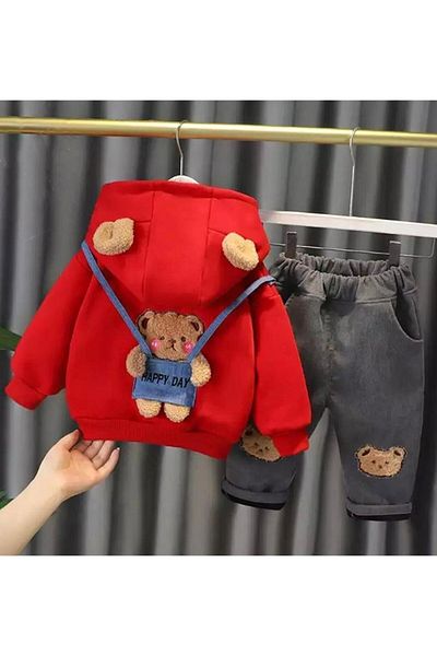 Bubito Elegant Hooded Baby Set with Toy Bear Image