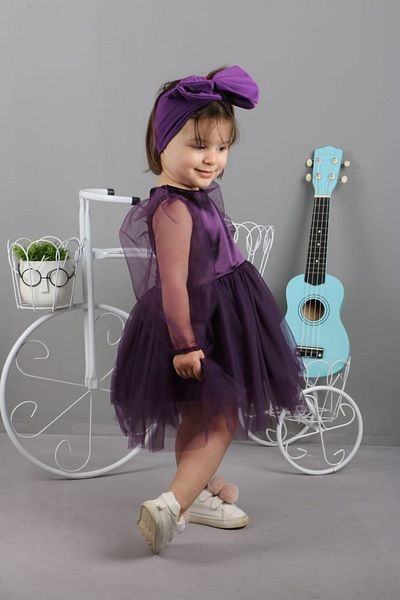 Bubito Sweet Girl Dress with Bandana-purple