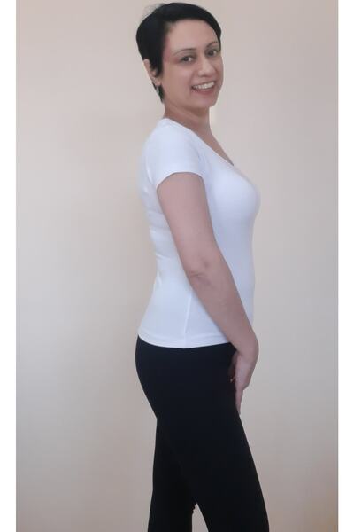 Mertcan Butik White Round Neck Combed Viscose T-Shirt