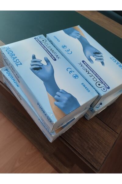 CLEANPAK Nitril Medium (m) Beden Pudrasız Mavi Muayene Eldiveni 100'lü Paket