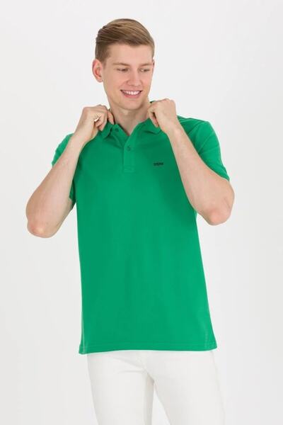 U.S. Polo Assn. Tricou verde de bază cu gât polo pentru bărbați