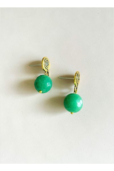 dela otantik Jade Stone Dangle Women's Earrings Green Natural Stone Authentic Ethnic Bijouterie Jewelry Gemstone Earrings 2cm