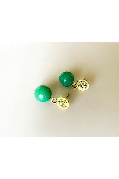 dela otantik Jade Stone Dangle Women's Earrings Green Natural Stone Authentic Ethnic Bijouterie Jewelry Gemstone Earrings 2cm