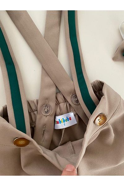 tubibebe Mink - Green Salopette + Bow Tie