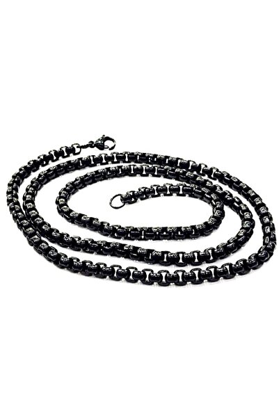 Herşey Nota Arnavut Zinciri Örme Erkek Çelik Kolye Zincir 2,5mm 60cm
