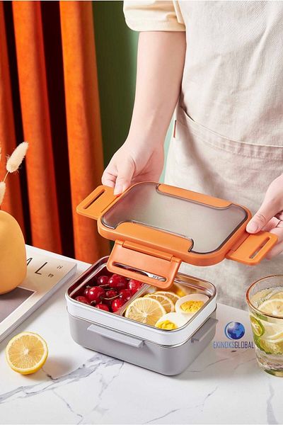 Vagonlife Orange BL20182 Model Double Layer Stainless Steel Lunch Box