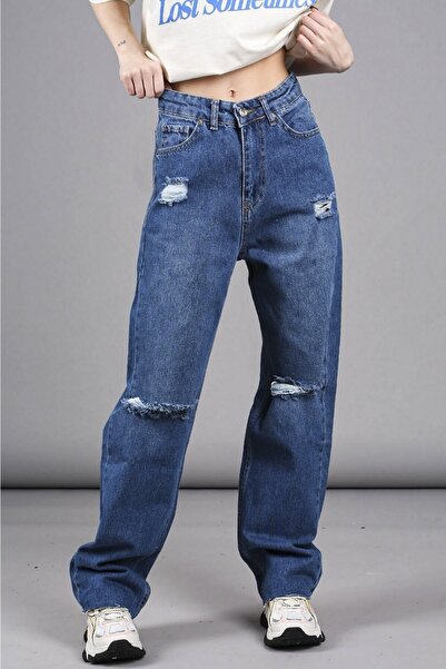 Madmext Μπλε σκισμένο τζιν