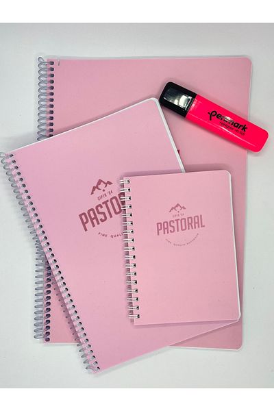 Gıpta Pastoral 3-Piece Checkered Notebook Set A6,A5,A4 80Yp,96Yp,96Yp. (with Highlighter Pen Gift)