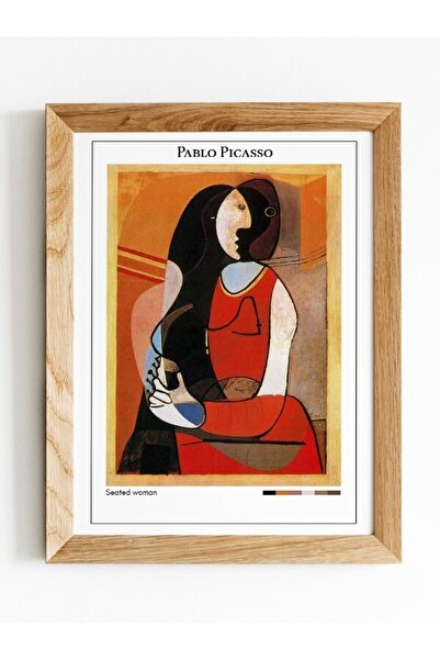 Mudi Store Pablo Picasso Seated Woman Poster Çerçevesiz Sanatsal Ünlü Ressam Duvar Tablo Poster