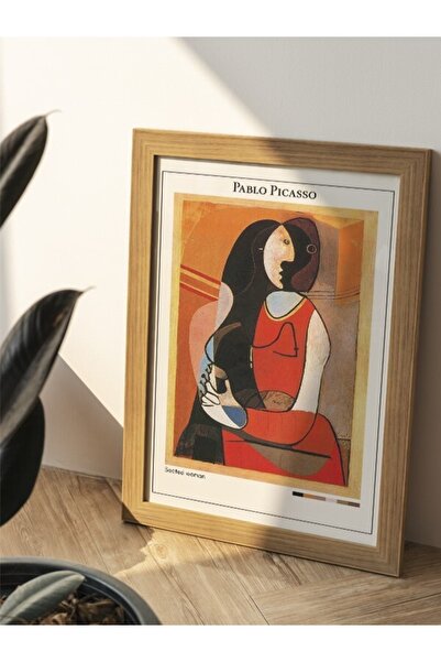 Mudi Store Pablo Picasso Seated Woman Poster Çerçevesiz Sanatsal Ünlü Ressam Duvar Tablo Poster