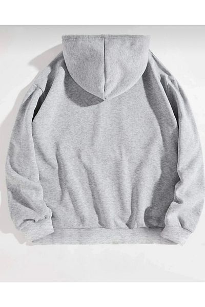 BYMEER Women's Gray Butterfly Become The Change Printed Hooded Oversize Sweatshirt