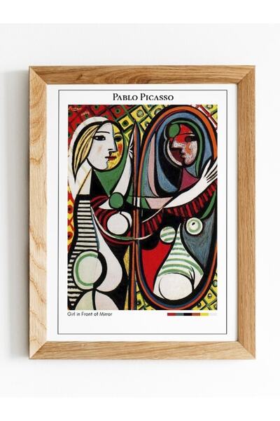 Mudi Store Pablo Picasso Girl In Front Of Mirror Poster Çerçevesiz Sanatsal Ünlü Ressam Duvar Tablo Poster