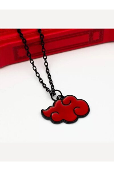 LA TINY قلادة سحابة مطلية باللون الأحمر من Naruto Anime Akatsuki باللون الأسود