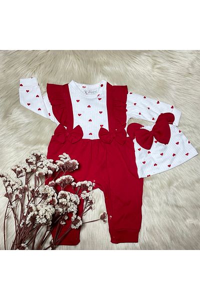 almini New Season 2 Piece Heart Ruffle Girl's Jumpsuit