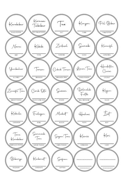 Digithome طقم ملصقات برطمان توابل دائري 35 قطعة 4x4 سم C1-1-149