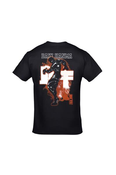 Orijin Tekstil Baki Hanma Front and Back Printed Unisex Black Tshirt