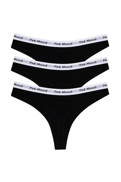 pink mood Cotton Thong with Elastic Waistband, 3-Piece