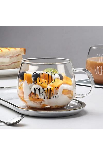 Amentes كوب زجاجي من البورسليكات سعة 400 مل من Good Morning Good Morning