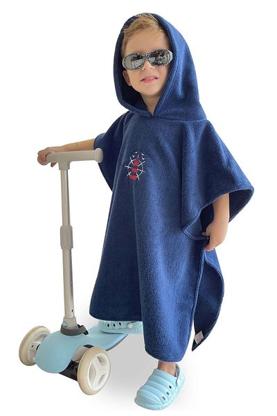 C&City Marineblauer, digital bedruckter Kinderponcho – C1717