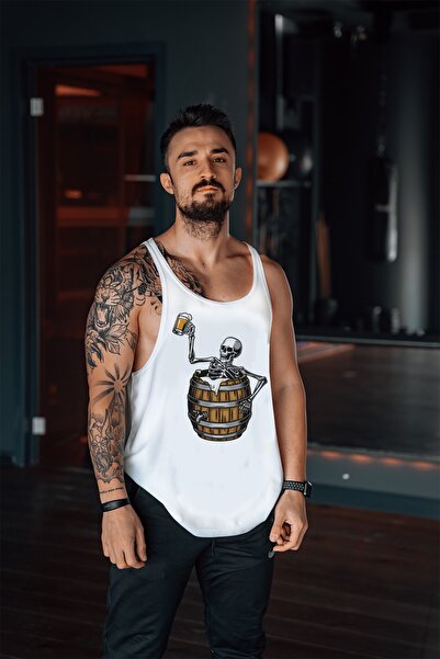 Freeyez Beer Skeleton Gym Fitness Tank Top Sporcu Atleti