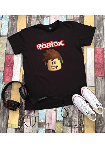 RYO FASHİON Roblox Unisex Short Black Sleeve Kids T-Shirt