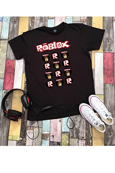 RYO FASHİON Roblox Unisex Short Black Sleeve Kids T-Shirt