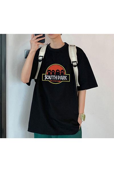 Touz Unisex Μαύρο μπλουζάκι Oversize - South Park Printed