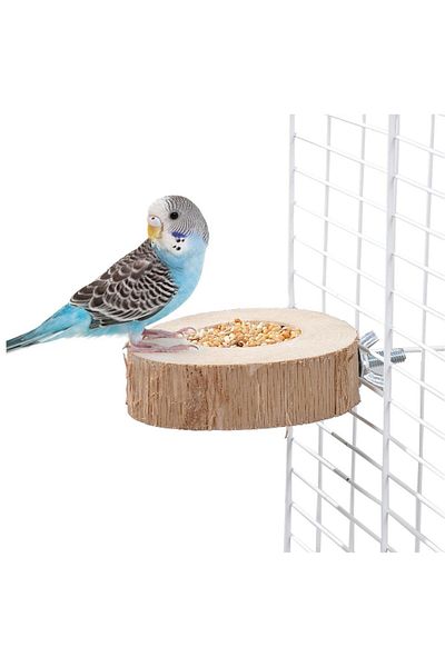 Alyones Natural Wood Bird Perch and Feeder