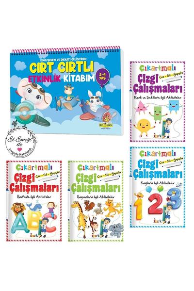 yükselen zeka 2-4 Yaş Cırt Cırtlı Etkinlik Kitabım Ve Çıkartmalı Çizgi Çalışmaları Seti (okul Öncesi Etkinlikler)