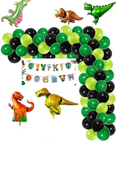 Bkmc Dinosaur Themed Foil Balloon Happy Birthday Birthday Ornament Party Set