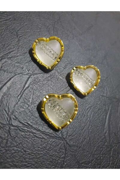 İMREN AKSESUAR Κίτρινο μεταλλικό κουμπί σε σχήμα καρδιάς με βάση 1,5 εκ. 1 συσκευασία 5 τεμάχια