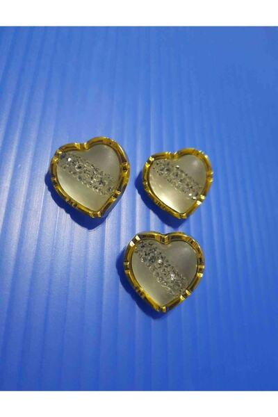 İMREN AKSESUAR Κίτρινο μεταλλικό κουμπί σε σχήμα καρδιάς με βάση 1,5 εκ. 1 συσκευασία 5 τεμάχια