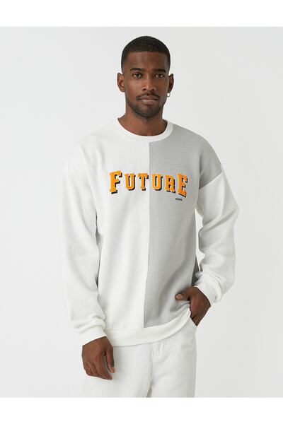 Koton Slogan Baskılı Sweatshirt Şardonlu Bisiklet Yaka