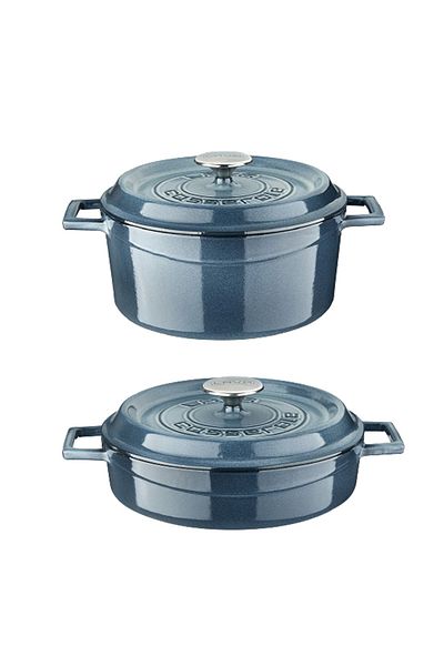 Lava Mojalica Gray 24 Cm Deep Pot - Yayvan 28 Cm Pot Set of Two
