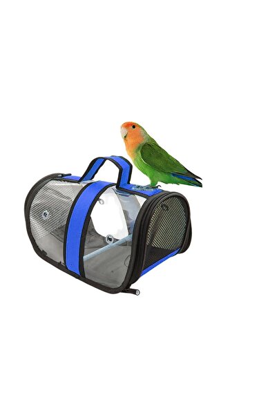 AlaPet Cennet Papağanı Taşıma Çantası (tünekli) Royal Capitano Mavi Kuş Taşıma Çantası (30cmx22cmx21cm)
