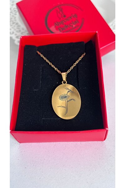 Alışveriş Bekçisi قلادة بيضاوية على شكل زهرة من الصلب (زهرة الأقحوان)