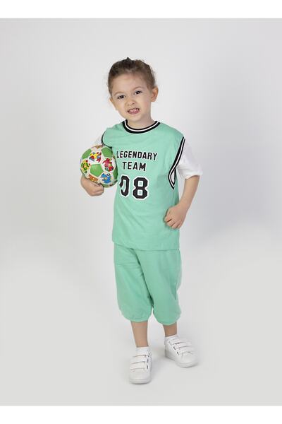 Harika KIDS Costum de bază pentru băiat, cu mânecă scurtă, imprimat legendar, până la genunchi, cu pantaloni scurți de baschet, 2-5 ani