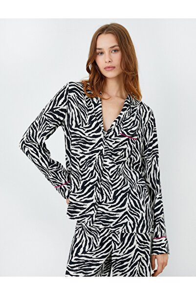 Koton Піжамний топ з візерунком зебри з довгим рукавом з віскози