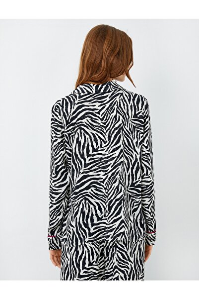 Koton Піжамний топ з візерунком зебри з довгим рукавом з віскози