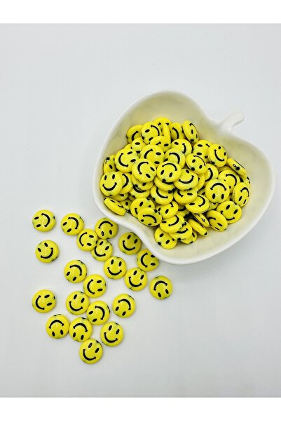 Egem aksesuar 20 плоски жълти усмихнати мъниста