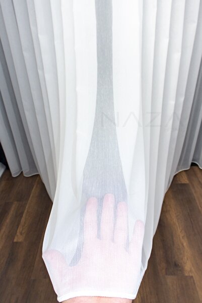 Brillant Kendinden Desenli Düz Tül Perde Ütü Istemez Zemin 1/3 Sık Pile