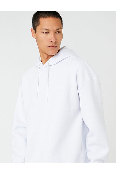Koton Φούτερ Oversize με κουκούλα και μακρυμάνικο με ραβδώσεις