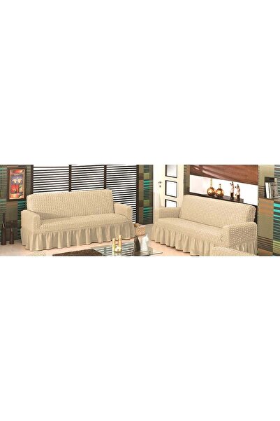 Altın Kelebek Bürümcük Sofa Cover Maxi Sofa Bed (3+3)-natural