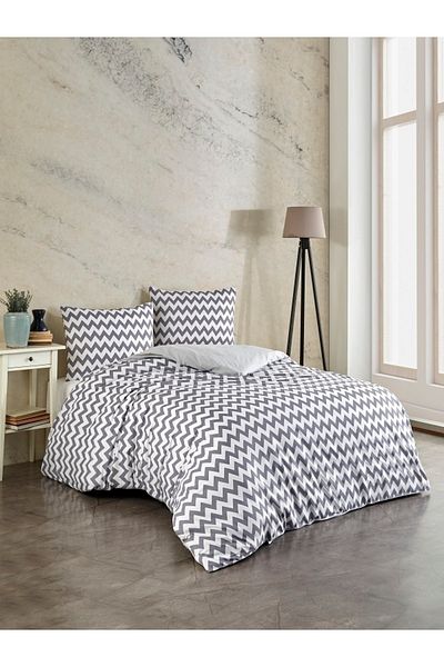 üntaş Life Double Sided Grizigzak 160x220 Single Duvet Cover Set Grizigzaksettek (sheet is not)
