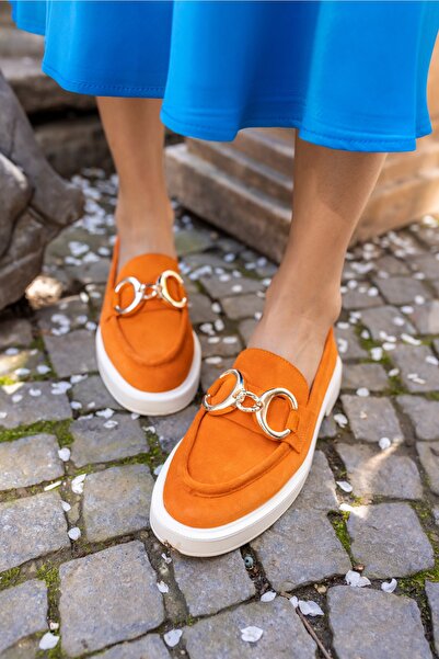 ANGELİNA JONES Жіночі помаранчеві мокасини з натуральної замші Granda