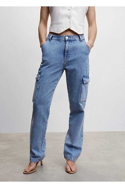 MANGO Woman Pantaloni Cargo Jean cu buzunare